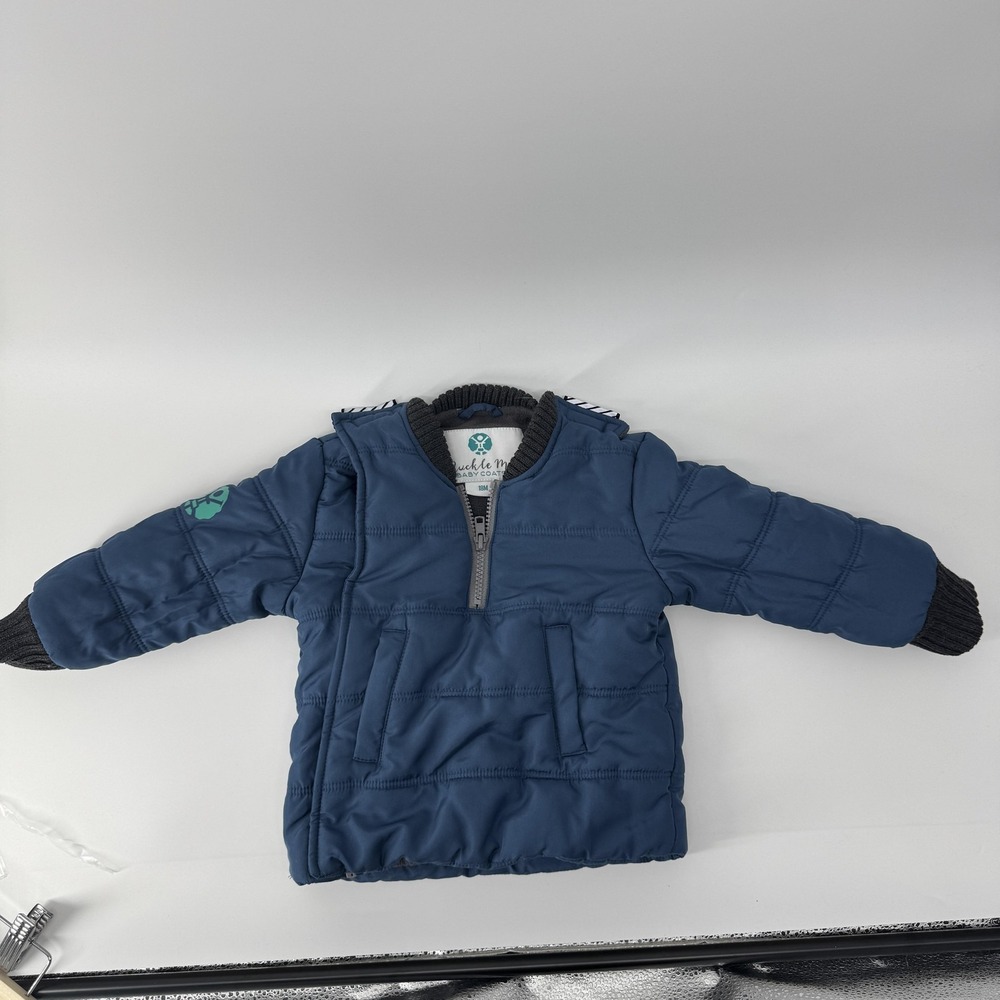Buckle Me Baby Coats Car Seat Safe Puffer Jacket Navy Blue Fleece Lined 18M